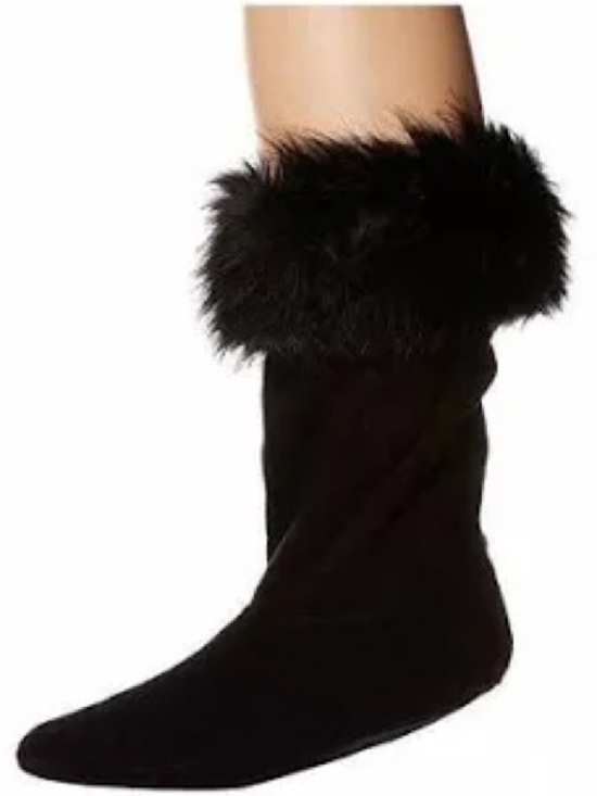 Hunter Accessories - Hunter Black Faux Fur Cuff Boot Socks size Large tall